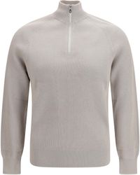 Brunello Cucinelli - Cotton Sweater With A High Neckline - Lyst
