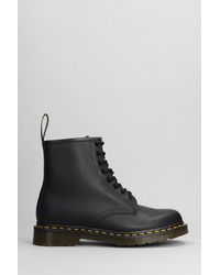 Dr. Martens - 1460 Greasy Combat Boots In Black Leather - Lyst
