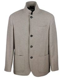 Brunello Cucinelli - Almond Wool Stand Collar Button Jacket Clothing - Lyst