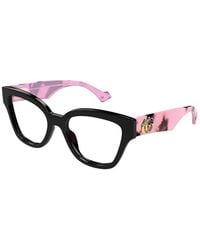 Gucci - Eyeglasses Cat Eye Full Rim, With Camouflage Havana Frame And Clear Demo Lenses Lens Gg1424O012 - Lyst