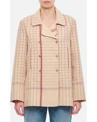 Péro - Double Breasted Emrboidered Cotton Jacket - Lyst