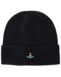Vivienne Westwood - Beanie With Orb Patch On The Front And Ribbed Brim - Lyst