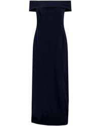 princess polly baby blue dress Ralph Lauren Belted Silk-Blend A-Line Dress in Blue