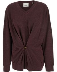 Isabel Marant - Bordeaux V-Neck Sweater With Ring Detail - Lyst