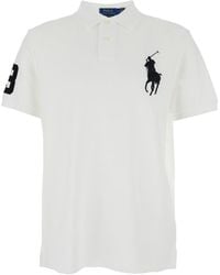 Polo Ralph Lauren - "Custom Slim Fit" Polo Shirt With Pony Maxi Embroidery On The Front And Numeric Detail On The Sleeve - Lyst