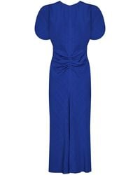 Victoria Beckham - Gathered Waist Midi Dress Midi Dress - Lyst