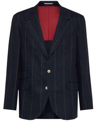 Brunello Cucinelli - Linen Pinstripe Blazer - Lyst