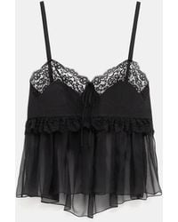 Chloé - Haut En Crêpe De Chine Soie Noir Top - Lyst