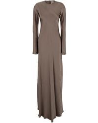 Semicouture - Crewneck Long Dress With Rear Concealed Zip - Lyst