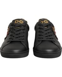 Dolce & Gabbana - Leather Heart Embellished Sneakers Shoes 100Lf - Lyst