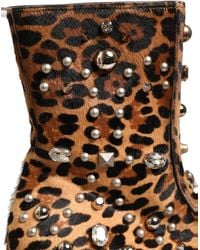 Dolce & Gabbana - Leopard Embellished Mid Calf Boots Shoes Leather - Lyst