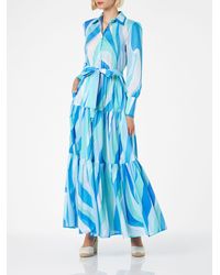 Mc2 Saint Barth - Long Dress Jensen With Wave Print - Lyst