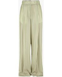 Dries Van Noten - Pantalon En Cupro Rayé Vert Trousers - Lyst