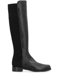 Stuart Weitzman - Halfnhalf Leather And Stretch Fabric Boots - Lyst