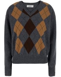Jucca - Sweater Argyle V-Neck Wool Tops - Lyst