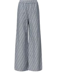 Fendi - Ff Jacquard Chambray Trousers - Lyst
