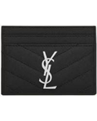 Saint Laurent - Saint Laurent Logo-Embossed Leather Card Case - Lyst