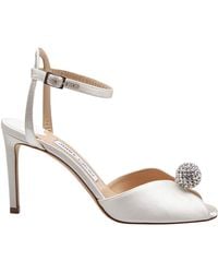 Jimmy Choo - Satin Sandal With Crystal Ball Accent 8.5 Cm - Lyst