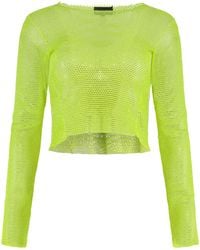 Santa Brands - Open-Knit Top With Rhinestones Polyester Tops - Lyst
