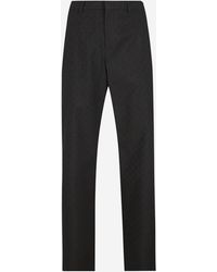 Gucci - Gg Patterned Wool Blend Trousers - Lyst
