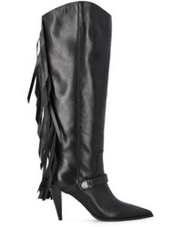 Pinko - Fringed Tall Heeled Boots - Lyst