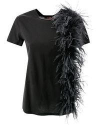Max Mara Studio - Jersey T-shirt With Feathers - Lyst