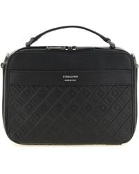 Ferragamo - Monogram-Embossed Leather Shoulder Bag - Lyst