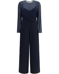 P.A.R.O.S.H. - P.A.R.O..H. Cady And Chiffon Jumpsuit Polyester Jumpsuits - Lyst