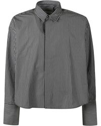 Ami Paris - Long-Sleeved Crop Stripe Shirt - Lyst