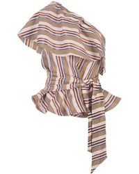 Stella Jean - Striped Sleeveless Top With Ruffle - Lyst