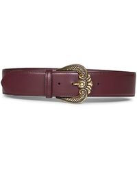 Etro - Burgundy Leather Belt With Paisley Buckle - Lyst
