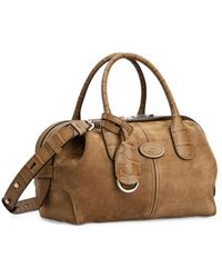 Tod's - Croc-Effect Panelled Suede Tote Bag - Lyst