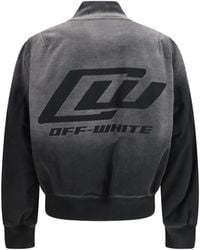 Off-White c/o Virgil Abloh - Washed Denim Bomber Jacket Cotton - Lyst