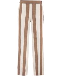 Antonelli - Linen And Viscose Trousers - Lyst