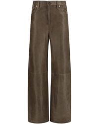Golden Goose - Melany Leather Pants With Embroidery Calf Bos Taurus - Lyst