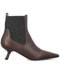 Brunello Cucinelli - Brown Leather Chelsea Boots - Lyst