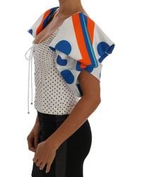 Dolce & Gabbana - Polka Silk Corset Bustier Top - Lyst