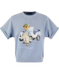 Polo Ralph Lauren - Caroli Blue Bear-print Cotton-jersey Sweatshirt - Lyst