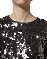Dolce & Gabbana - Sequined Long Sleeves Crop Blouse Top Nylon - Lyst