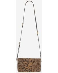 Pinko - Suede Bag With Animal Print Shoulder - Lyst