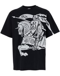 Burberry - T-Shirt With Contrasting Equestrian Knight Print - Lyst
