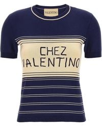 Valentino Garavani - Logo-Embroidered Striped Cotton T-Shirt - Lyst