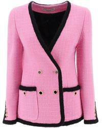 Alessandra Rich - Double-breasted Boucle Tweed Jacket - Lyst