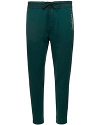 Saint Laurent - Green Jogging Pants With Drawstring And Logo Embroidery In Cotton - Lyst