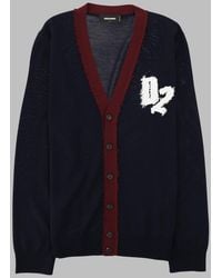 DSquared² - Deep V-Neck Oversized Wool Cardigan With Contrasting Button Detail - Lyst