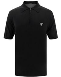 Prada - Virgin Wool Polo Shirt Fleece Ovis Aries - Lyst
