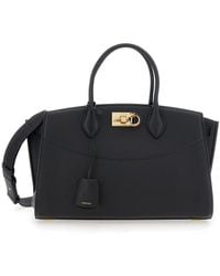 Ferragamo - Handbag With Adjustable And Removable Shoulder Strap And Gancini Turn-Lock Closure - Lyst