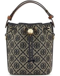 Tory Burch - Embroidered Fabric Mini T Monogram Bucket Bag - Lyst