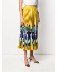 Valentino - Pleated Twill Skirt With Print - Lyst
