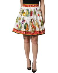 Dolce & Gabbana - Multicolor Vegetable Print Short Poplin Mini Skirt - Lyst